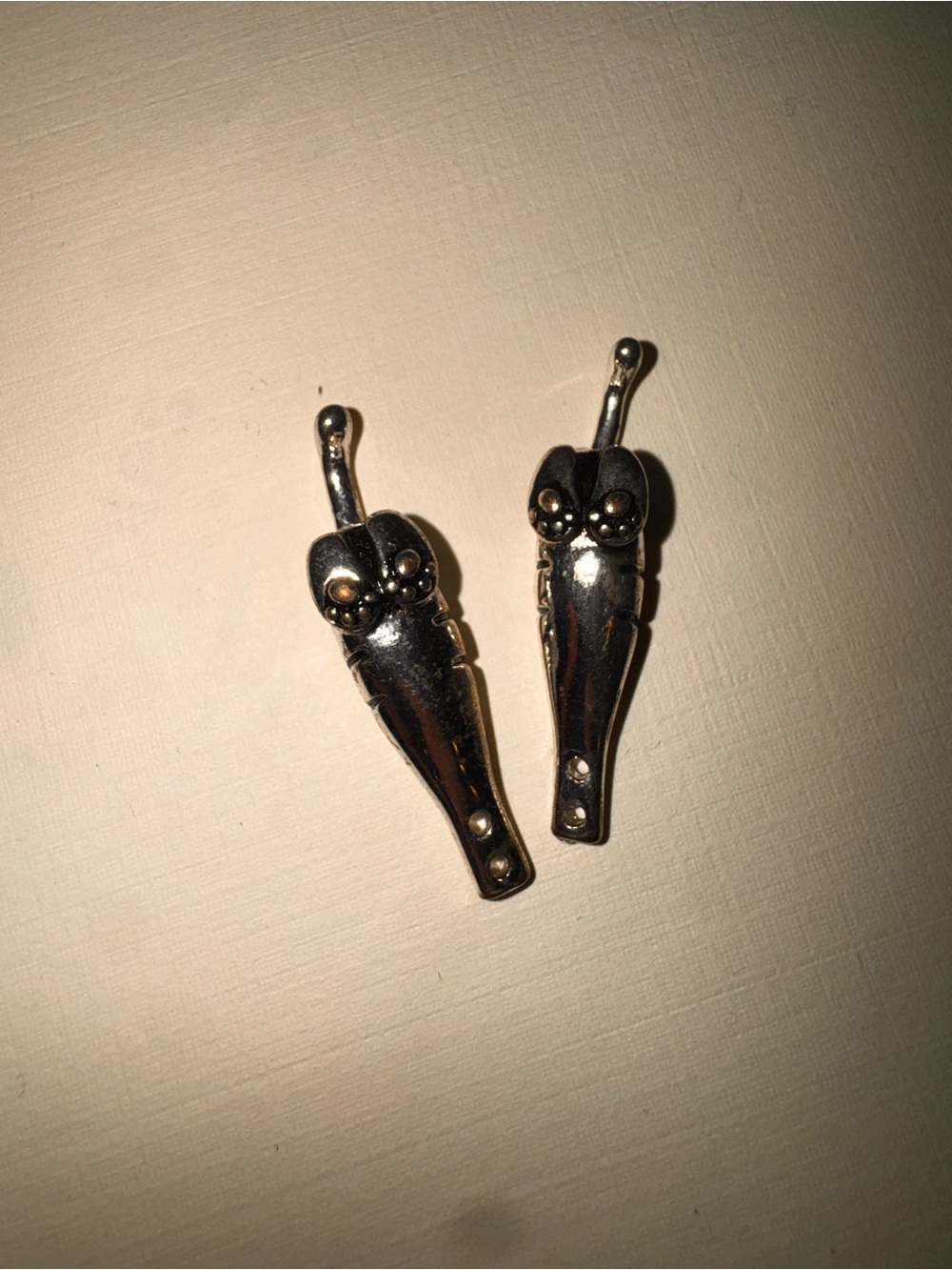 Silver toned Owl figures - Pair